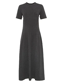 Stretch Virgin Wool Jersey Dress with Monili