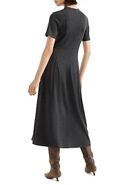 Stretch Virgin Wool Jersey Dress with Monili