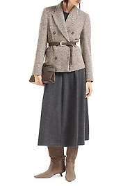 Stretch Virgin Wool Jersey Dress with Monili