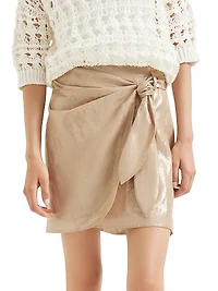 Lamé Cotton Gauze Mini Sarong Skirt