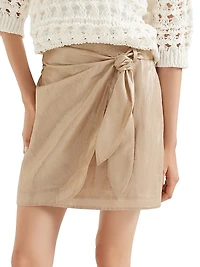 Lamé Cotton Gauze Mini Sarong Skirt