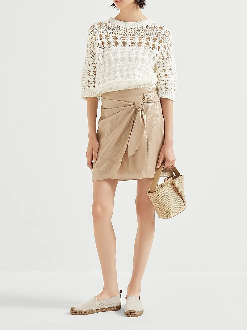 Lamé Cotton Gauze Mini Sarong Skirt