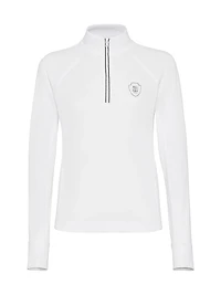 Techno Pique Sweatshirt with Logo and Precious Half Zip