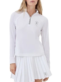 Techno Pique Sweatshirt with Logo and Precious Half Zip