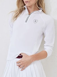 Techno Pique Sweatshirt with Logo and Precious Half Zip