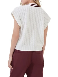 Cashmere Cable Knit Sweater Vest with Logo