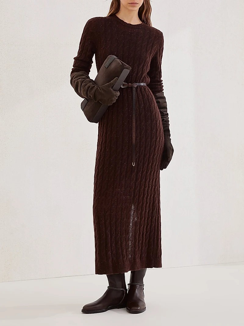 Mohair, Cotton and Wool Dazzling Cable Knit Dress