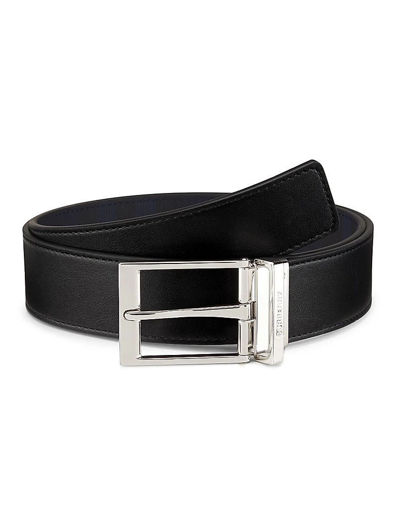 Louis Pin-Buckle Reversible Leather Belt