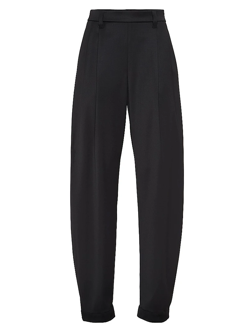 Virgin Wool Stretch Satin Slouchy Trousers