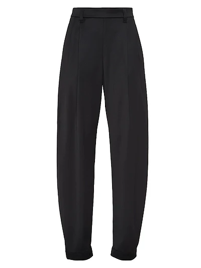 Virgin Wool Stretch Satin Slouchy Trousers