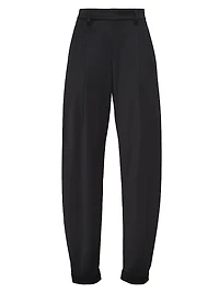 Virgin Wool Stretch Satin Slouchy Trousers