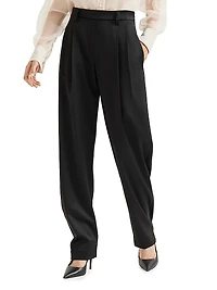 Virgin Wool Stretch Satin Slouchy Trousers