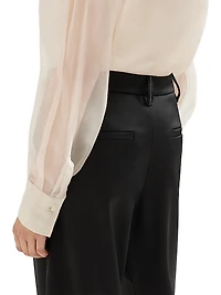 Virgin Wool Stretch Satin Slouchy Trousers