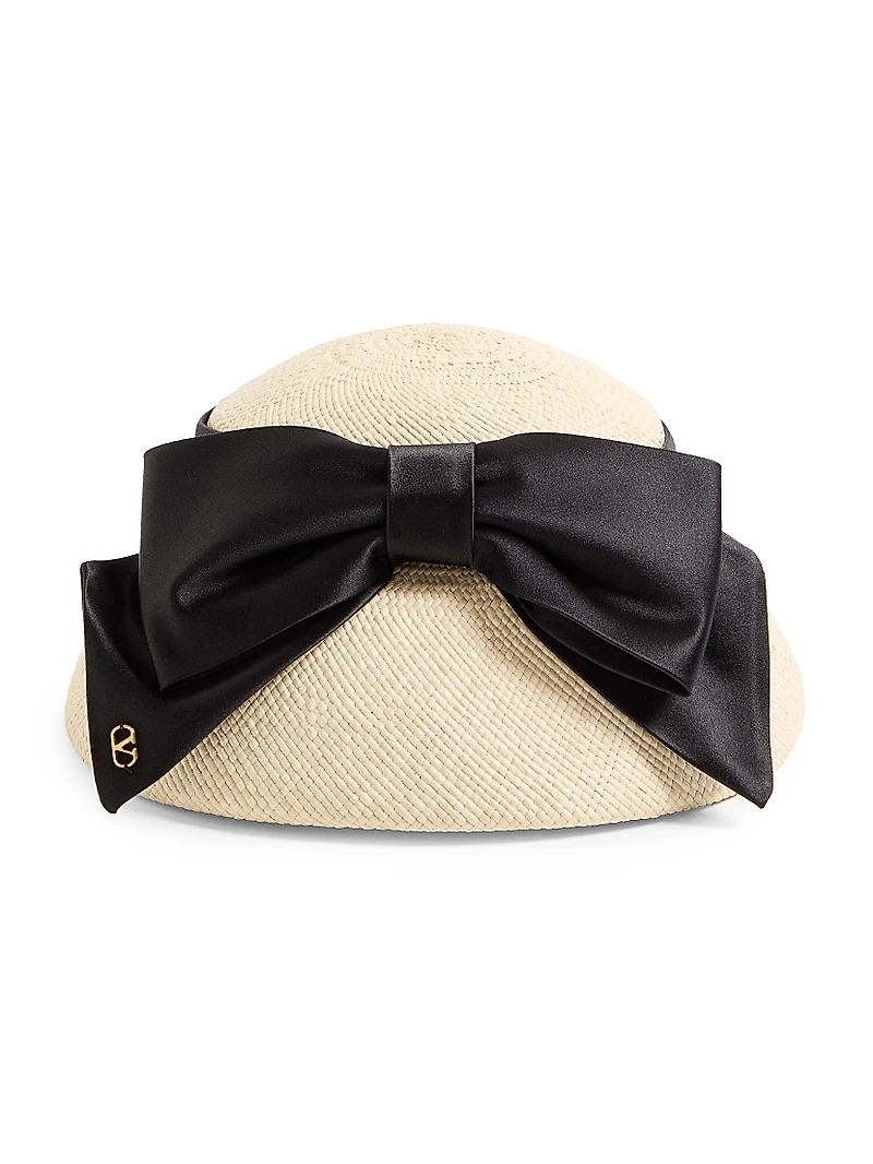 Vlogo Signature Panama Bucket Hat with Satin Bow