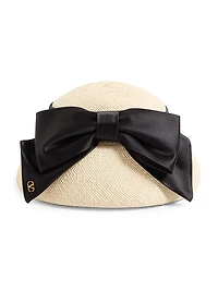 Vlogo Signature Panama Bucket Hat with Satin Bow