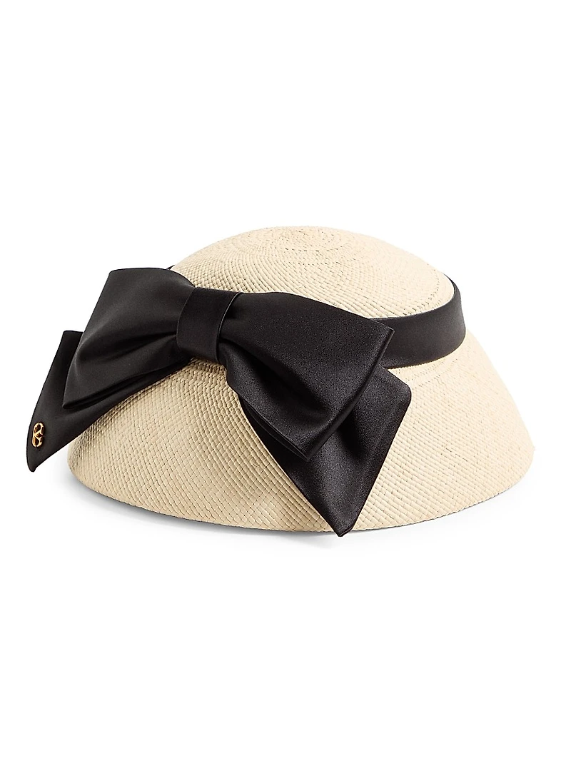 Vlogo Signature Panama Bucket Hat with Satin Bow