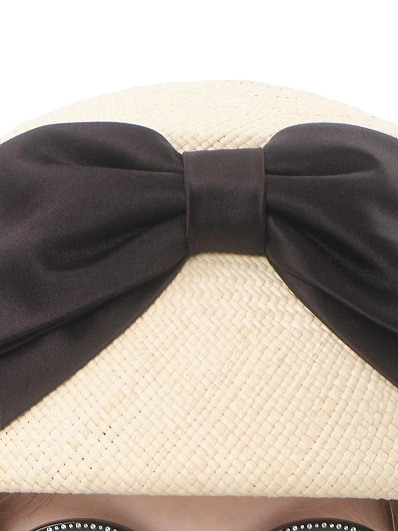 Vlogo Signature Panama Bucket Hat with Satin Bow