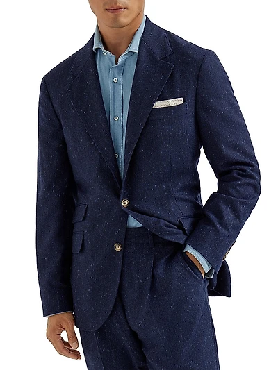 Wool Blend Flecked Grisaille Deconstructed Cavallo Blazer