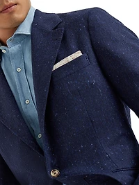 Wool Blend Flecked Grisaille Deconstructed Cavallo Blazer