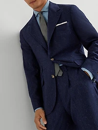 Wool Blend Flecked Grisaille Deconstructed Cavallo Blazer