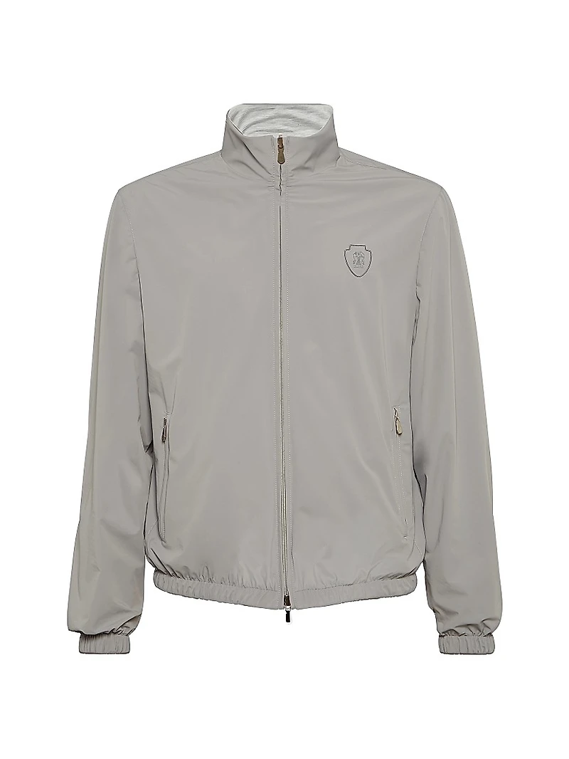 Silk and Cotton Jersey Reversible Outerwear Jacket with Logo