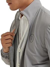Silk and Cotton Jersey Reversible Outerwear Jacket with Logo