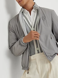 Silk and Cotton Jersey Reversible Outerwear Jacket with Logo