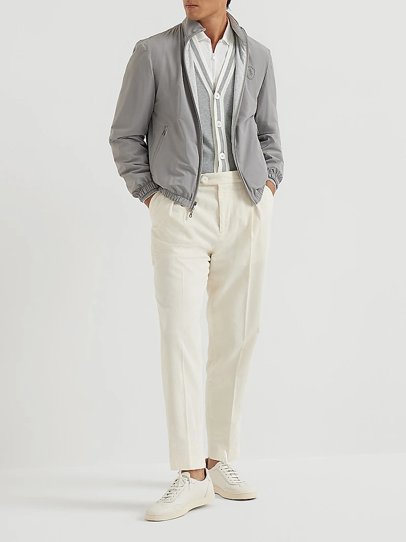 Silk and Cotton Jersey Reversible Outerwear Jacket with Logo