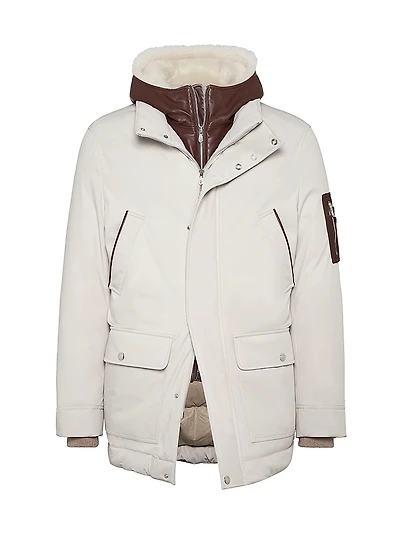 Stretch Bonded Nylon Parka Jacket with Down Padding