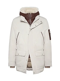 Stretch Bonded Nylon Parka Jacket with Down Padding
