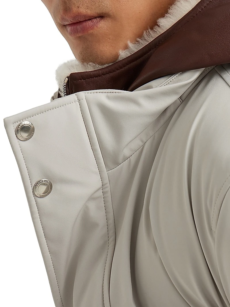 Stretch Bonded Nylon Parka Jacket with Down Padding