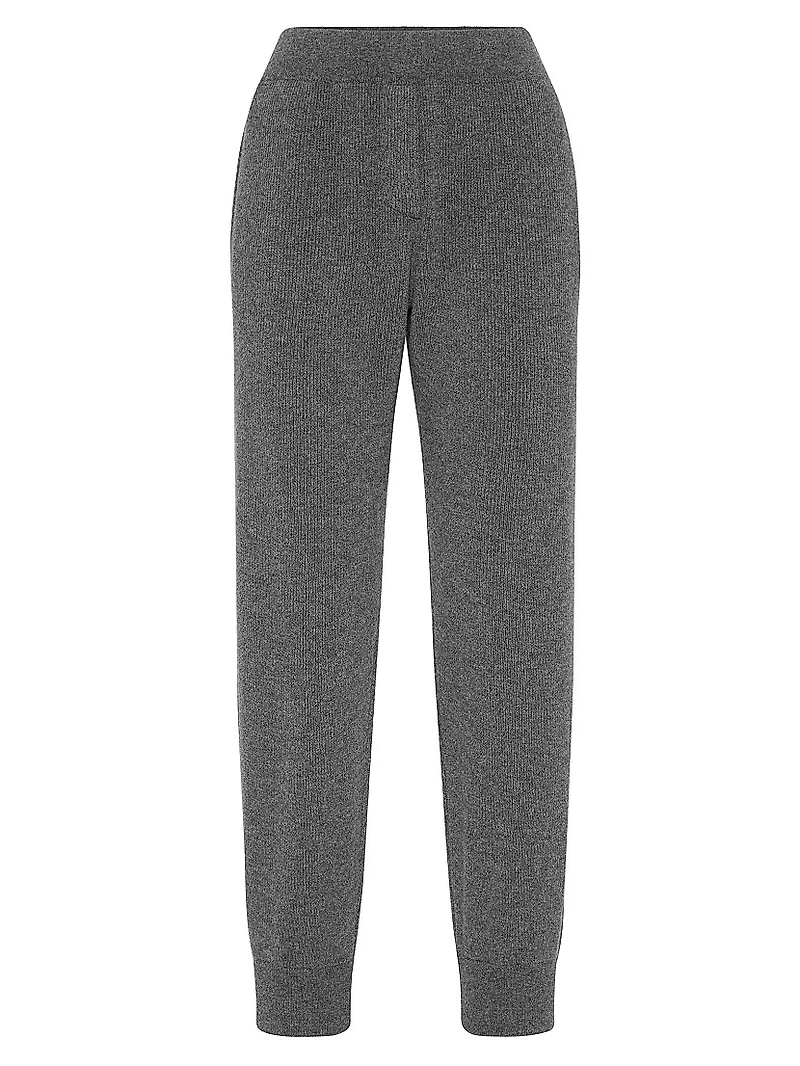 Cashmere English Rib Knit Trousers with Monili