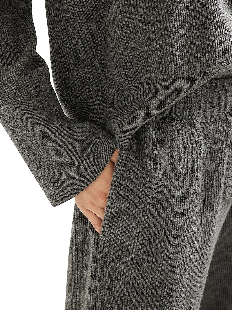 Cashmere English Rib Knit Trousers with Monili