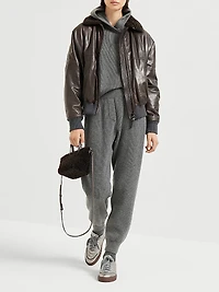 Cashmere English Rib Knit Trousers with Monili