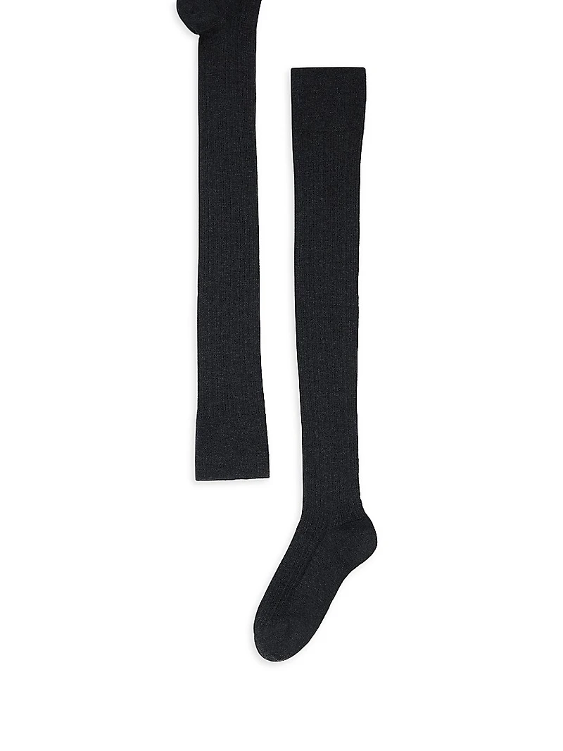 Stretch Cashmere Rib Knit Socks