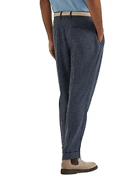 Prince Of Wales Leisure Fit Trousers with Double Pleats