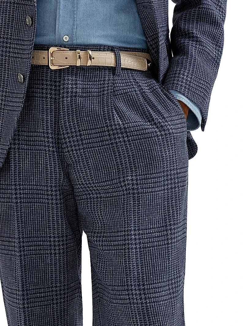 Prince Of Wales Leisure Fit Trousers with Double Pleats