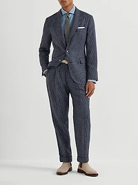 Prince Of Wales Leisure Fit Trousers with Double Pleats