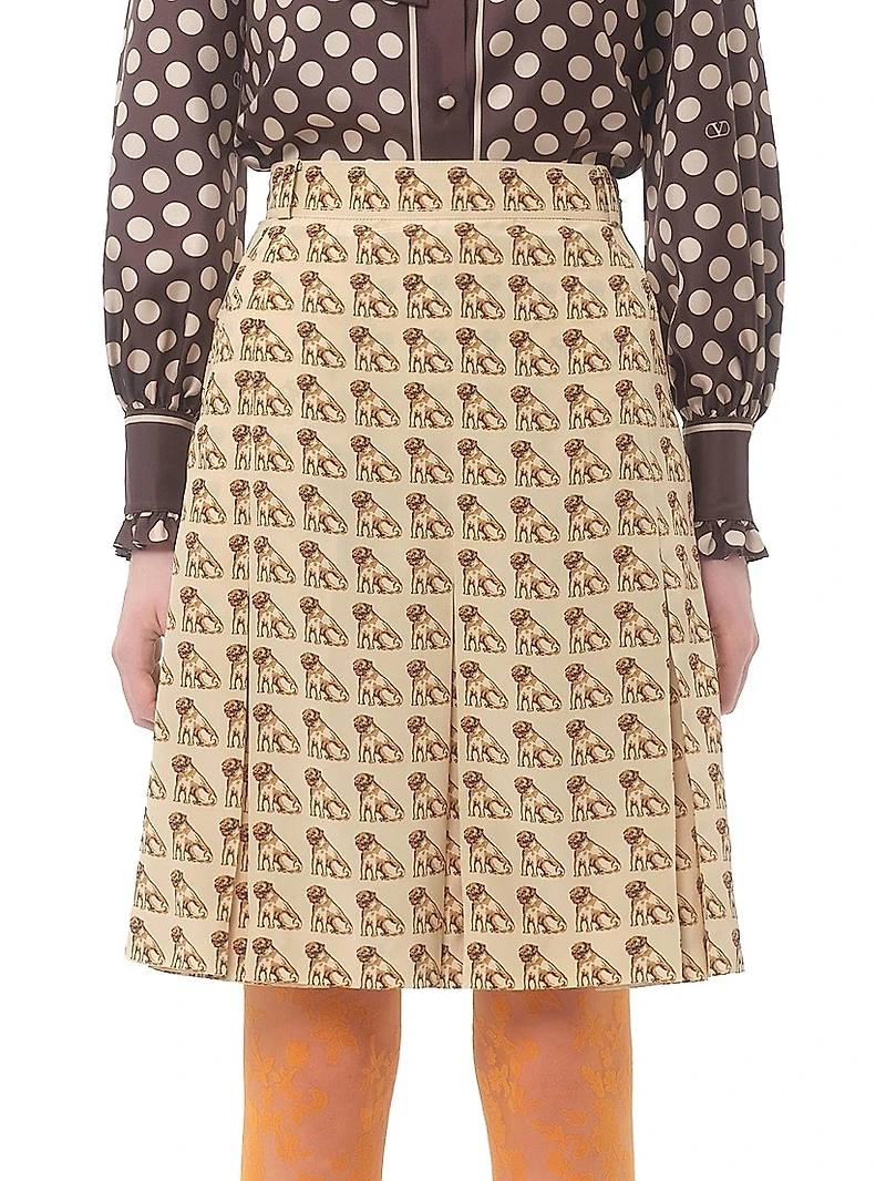 Crepe De Chine Skirt with Petit Charles Print
