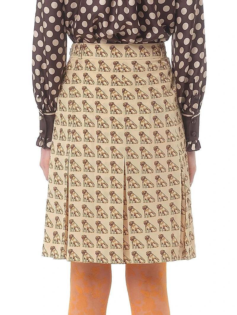 Crepe De Chine Skirt with Petit Charles Print