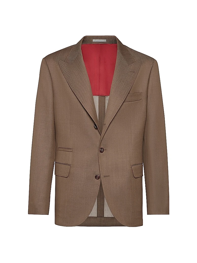 Wool Denim Deconstructed Blazer with Large Peak Lapels