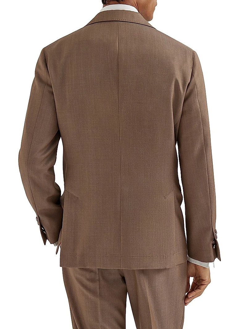 Wool Denim Deconstructed Blazer with Large Peak Lapels