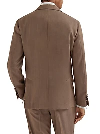 Wool Denim Deconstructed Blazer with Large Peak Lapels