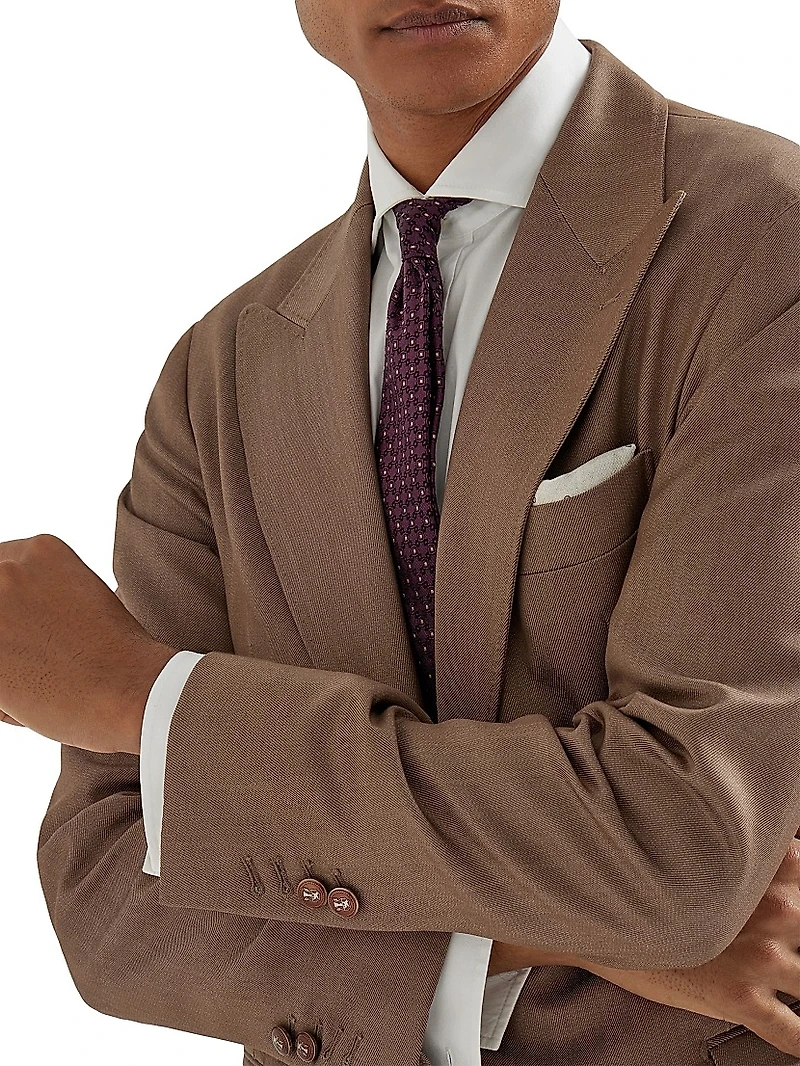Wool Denim Deconstructed Blazer with Large Peak Lapels