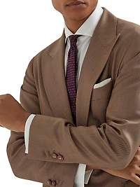 Wool Denim Deconstructed Blazer with Large Peak Lapels
