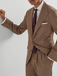 Wool Denim Deconstructed Blazer with Large Peak Lapels