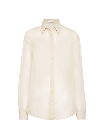 Crispy Silk Shirt with Monili