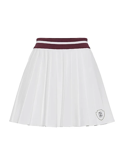Techno Poplin Pleated Skirt with Logo