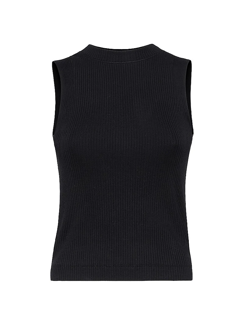 Cotton Ribbed Jersey Top with Monili
