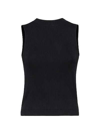 Cotton Ribbed Jersey Top with Monili